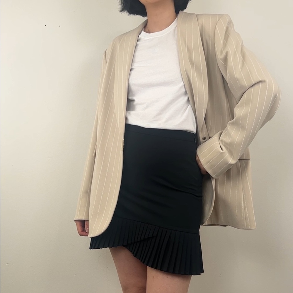 Vintage John Meyer Beige and White Striped Blazer